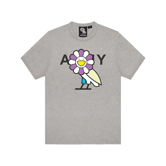 OVO x Takashi Murakami Surplus Flower Owl Tee 'Heather Grey' — XXS — Front View
