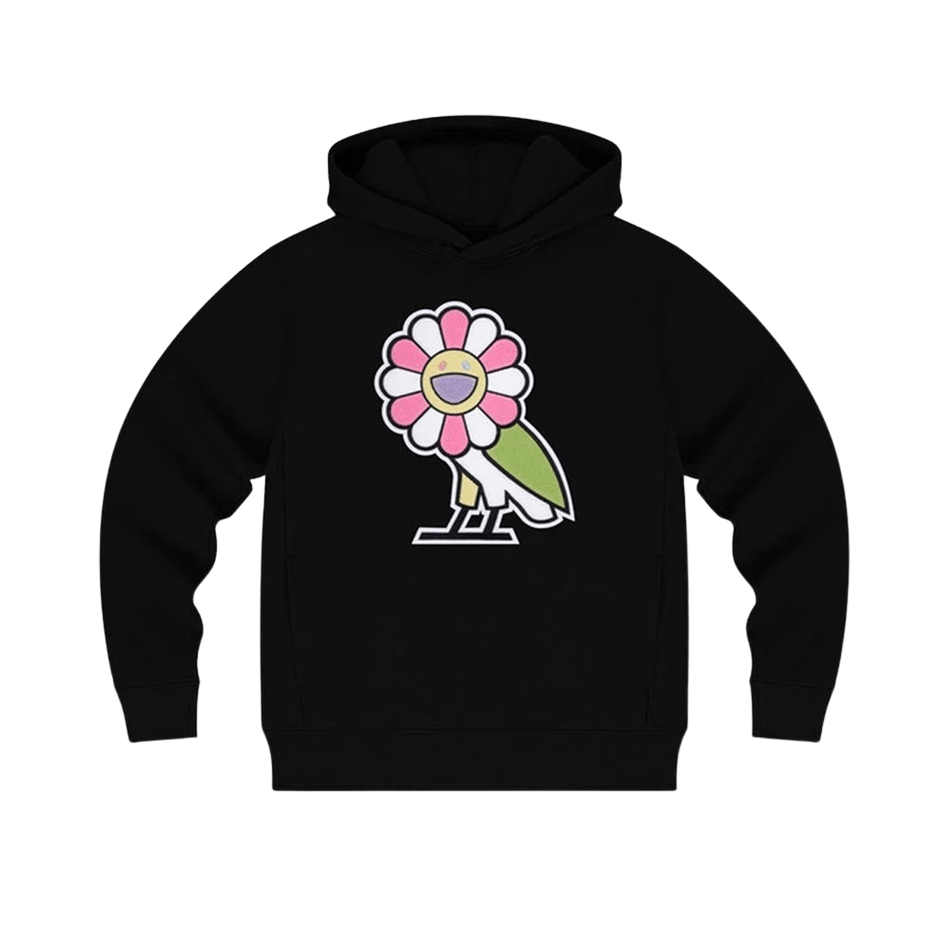 OVO x Takashi Murakami Surplus Flower Owl Hoodie 'Black' — XXS — Front View