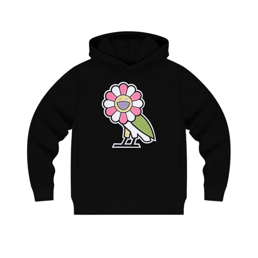 OVO x Takashi Murakami Surplus Flower Owl Hoodie 'Black' — XXS — Front View
