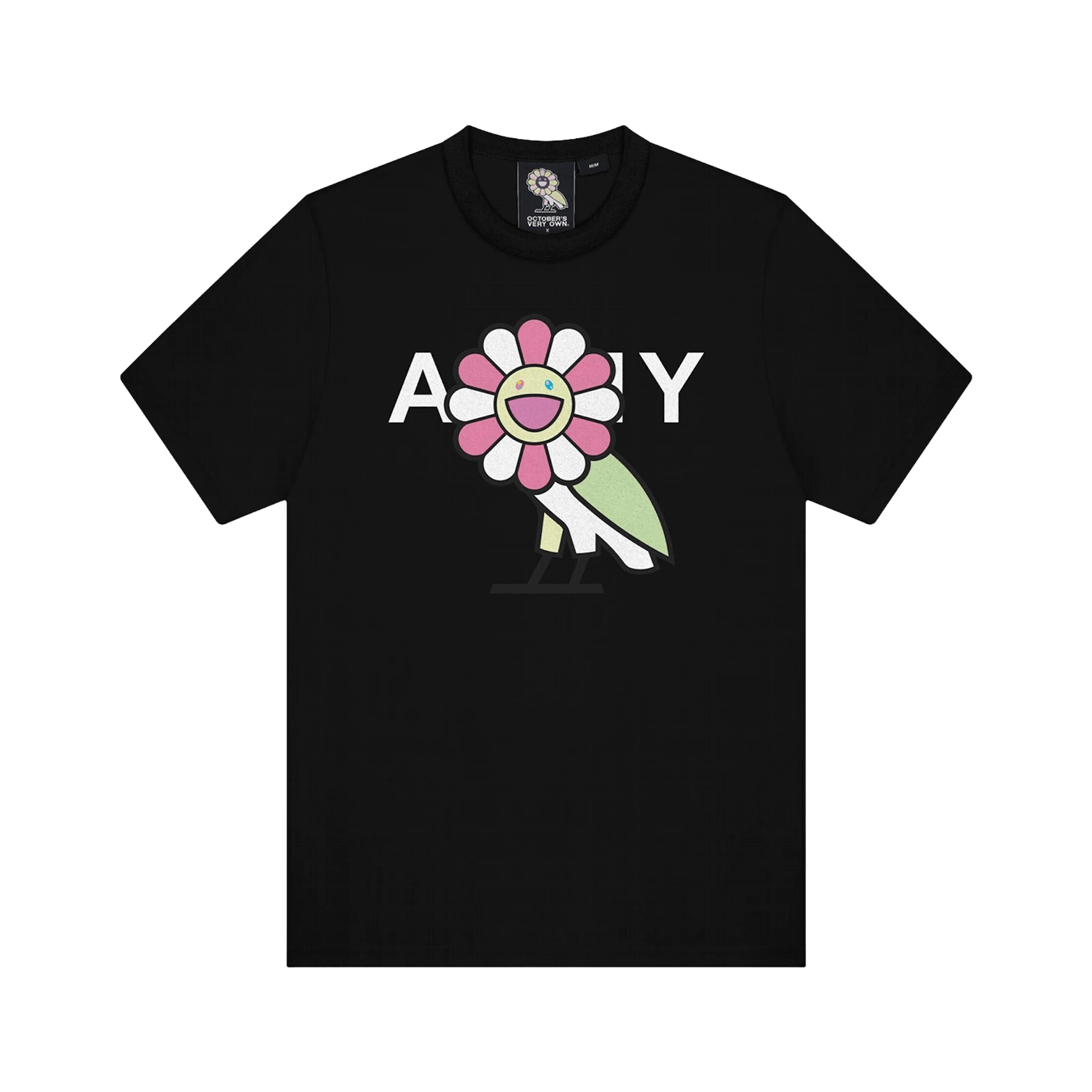 OVO x Takashi Murakami Surplus Flower Owl Tee 'Black' — XXS — Front View