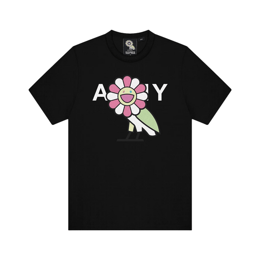 OVO x Takashi Murakami Surplus Flower Owl Tee 'Black' — XXS — Front View