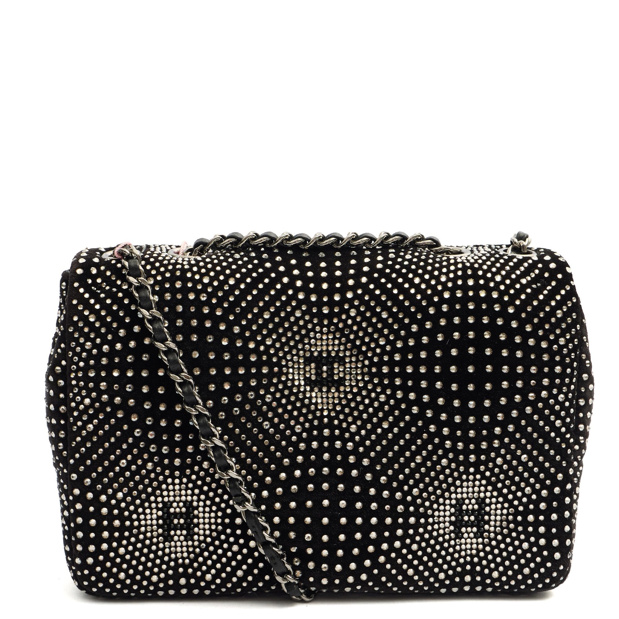 Chanel Shoulder Bag Flap Bag in Black, Velvet — Back View