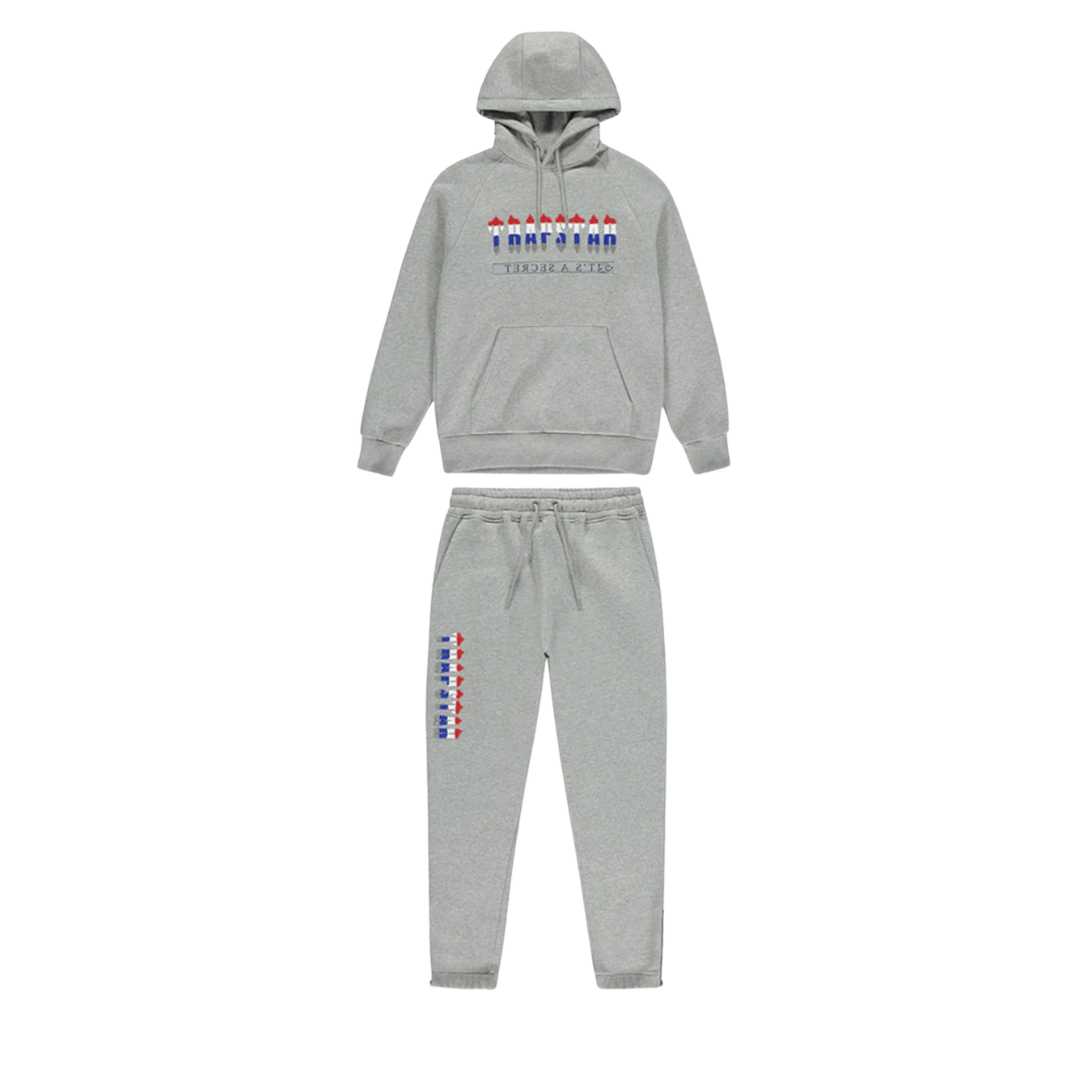 Trapstar Chenille Decoded Hooded Tracksuit - Grey Revolution Edition — XXS — Front View