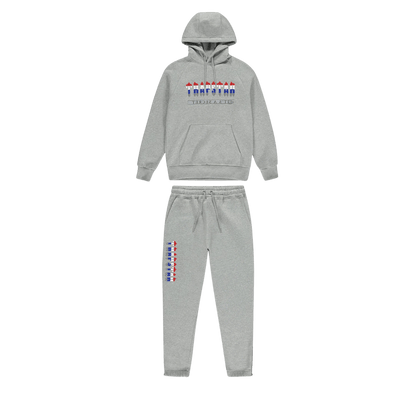 Trapstar Chenille Decoded Hooded Tracksuit - Grey Revolution Edition — XXS — Front View