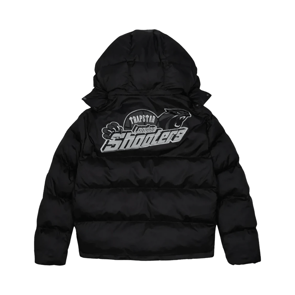 Trapstar Shooters Hooded Puffer Jacket - Black/Reflective — XXS — Front View