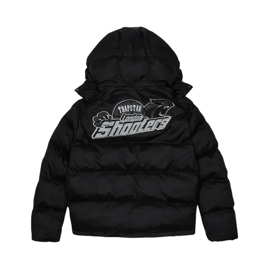 Trapstar Shooters Hooded Puffer Jacket - Black/Reflective — XXS — Front View