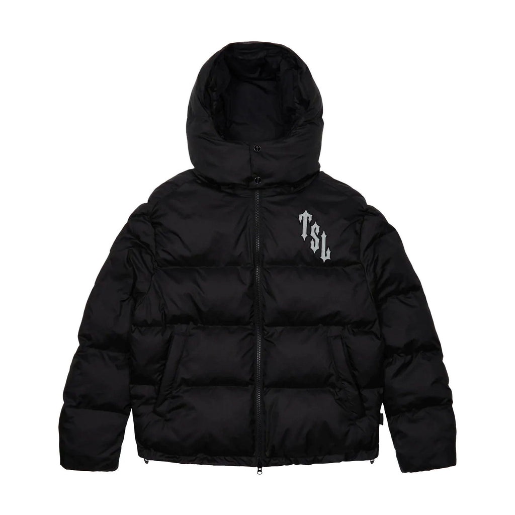 Trapstar Shooters Hooded Puffer Jacket - Black/Reflective — XXS — Side View