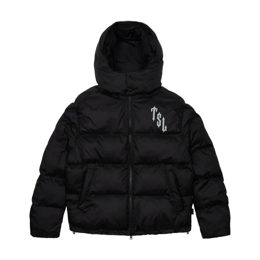 Trapstar Shooters Hooded Puffer Jacket - Black/Reflective — XXS — Side View