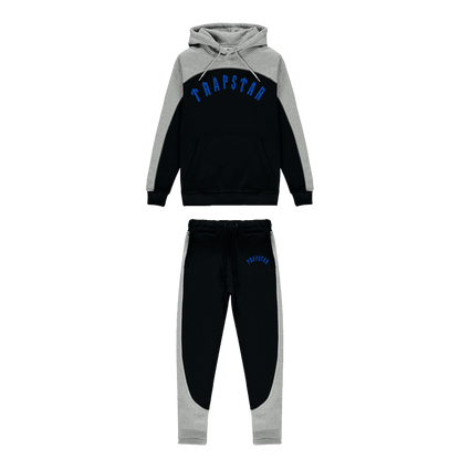 Trapstar Irongate Arch Chenille Hooded Tracksuit - Black/Blue/Grey — XXS — Front View