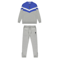 Trapstar V-Block Crew Neck Tracksuit - Cobalt Blue/Marl Grey/White — XXS — Front View