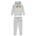 Trapstar Chenille Decoded Hoodie Tracksuit - Grey/Orange — XXS — Front View