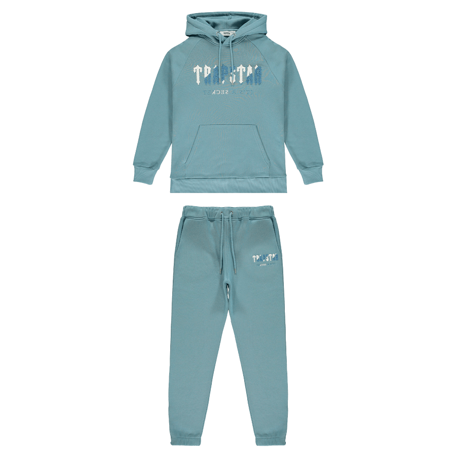 Trapstar Chenille Decoded Hooded Tracksuit - Citadel/White — XXS — Front View