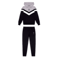 Trapstar V Stripe Hoodie Tracksuit - Black/White/Marl Grey — XXS — Front View