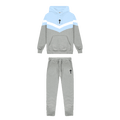 Trapstar V Stripe Hoodie Tracksuit - Cashmere Blue/White/Marl Grey — XXS — Front View