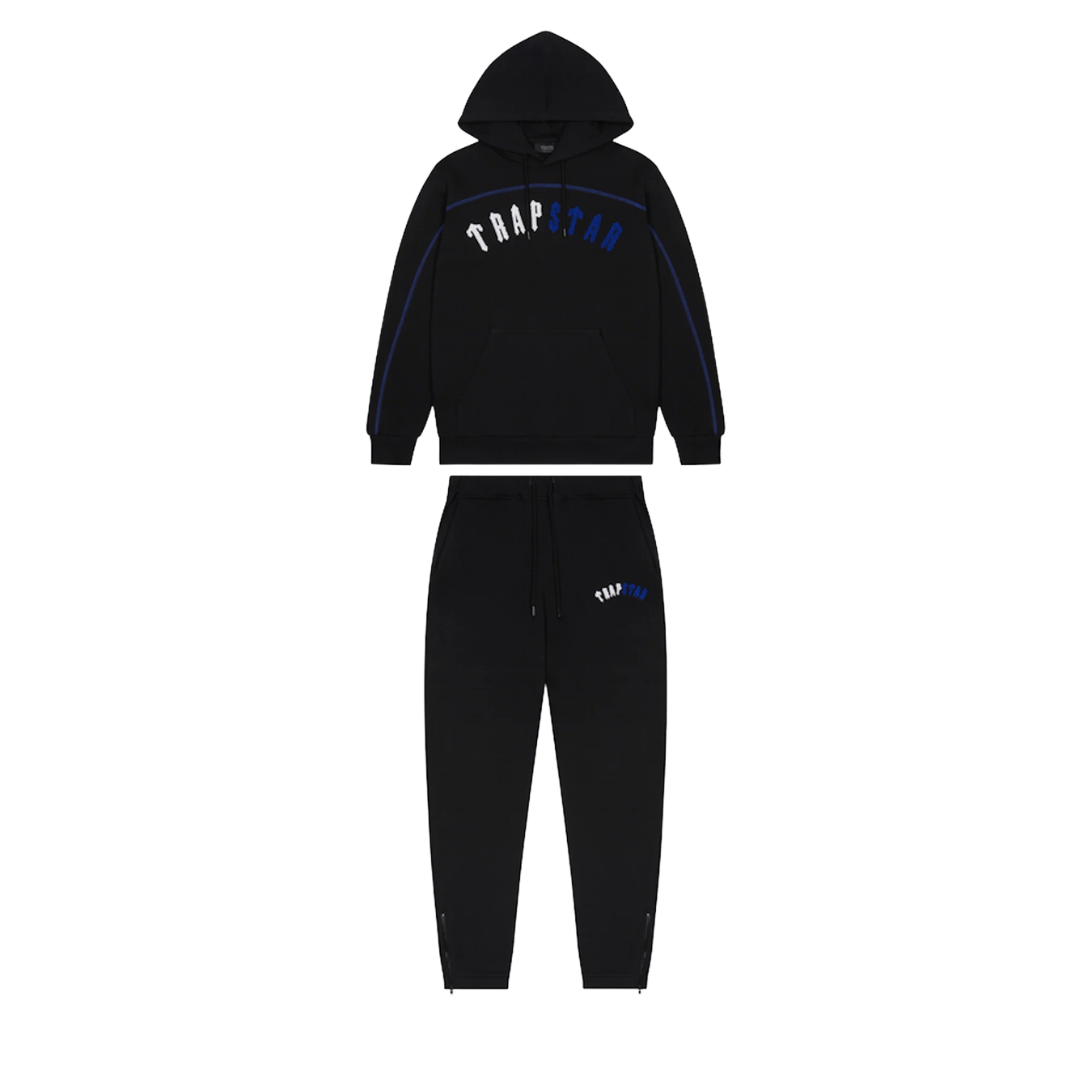 Trapstar Irongate Arch Chenille Hoodie Tracksuit Black Ice Edition — XXS — Front View