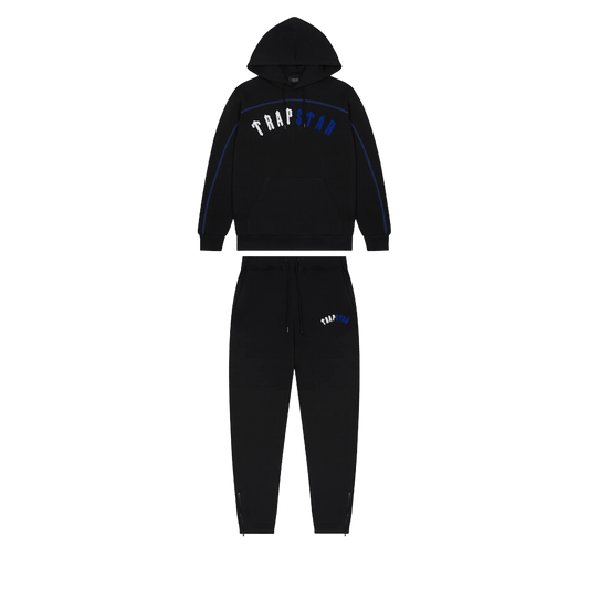 Trapstar Irongate Arch Chenille Hoodie Tracksuit Black Ice Edition — XXS — Front View