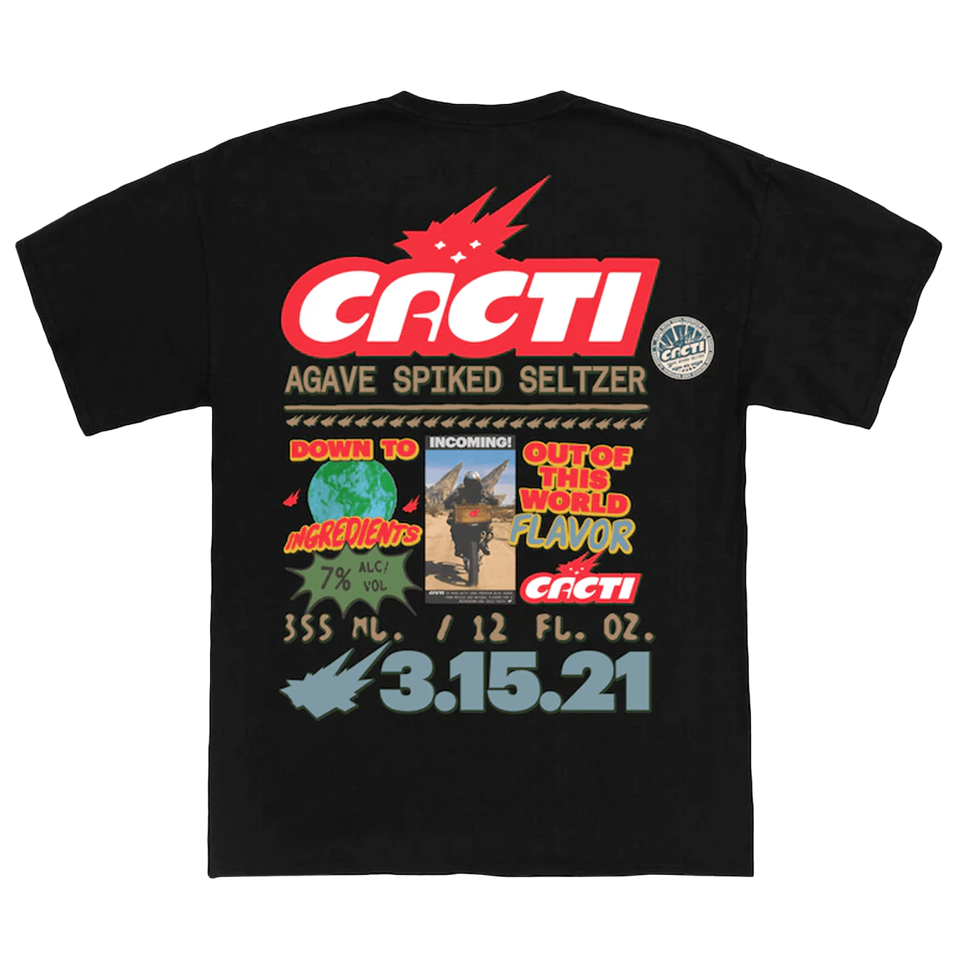 Travis Scott Cacti Down To Earth Tee 1 Tee Black — XXS — Front View