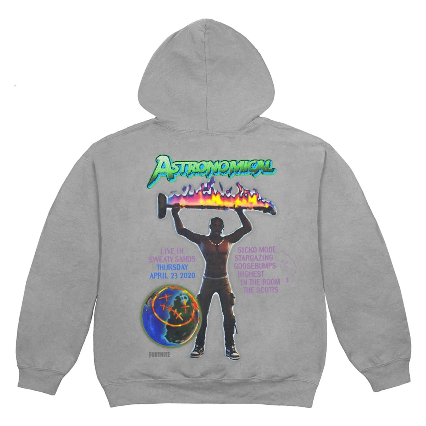 Travis Scott CJ Astro Hoodie Washed Grey — XXS — Side View