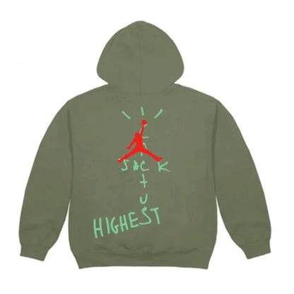Travis Scott Jordan Cactus Jack Highest Hoodie Olive — XXS — Side View