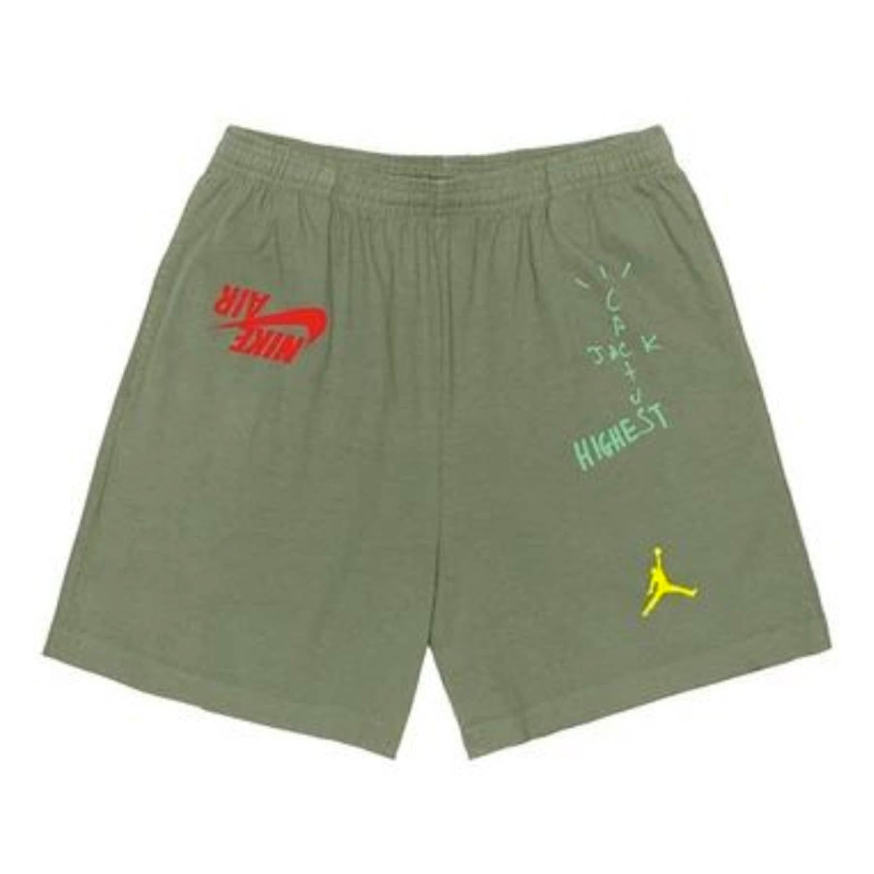 Travis Scott Jordan Cactus Jack Highest Sweatshort Olive — XXS — Front View