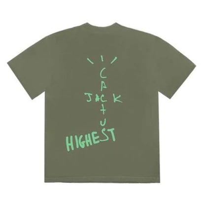 Travis Scott Jordan Cactus Jack Highest T-Shirt Olive — XXS — Side View