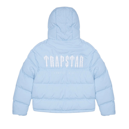 Trapstar Decoded Hooded Puffer 2.0 -Ice Blue — XXS — Front View