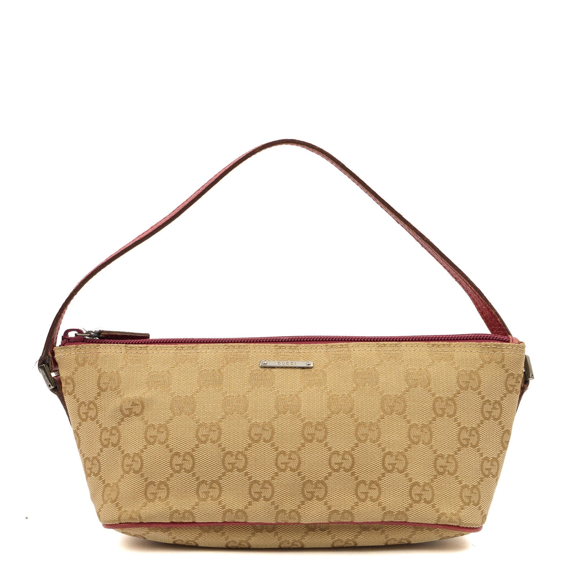 Gucci Shoulder Bag Boat Pochette in GG Supreme, Fabric — Front View