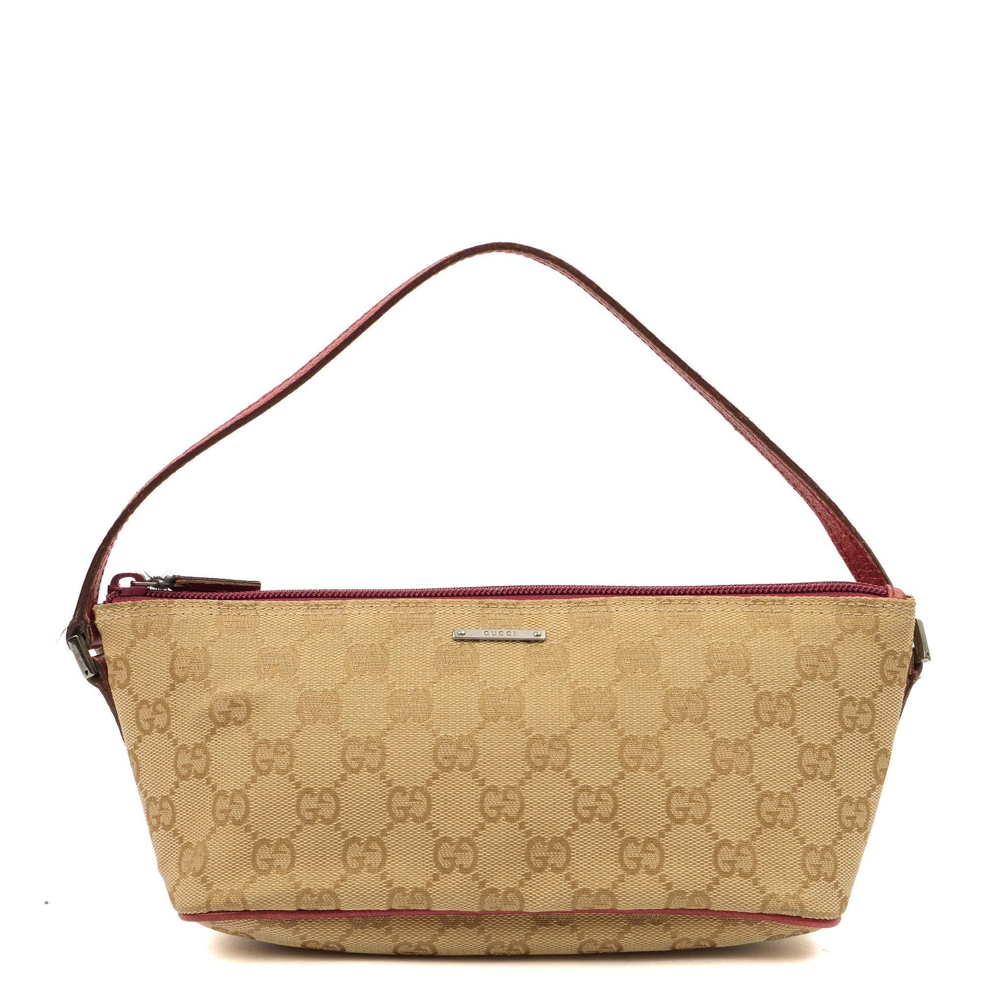 Gucci Shoulder Bag Boat Pochette in GG Supreme, Fabric — Front View