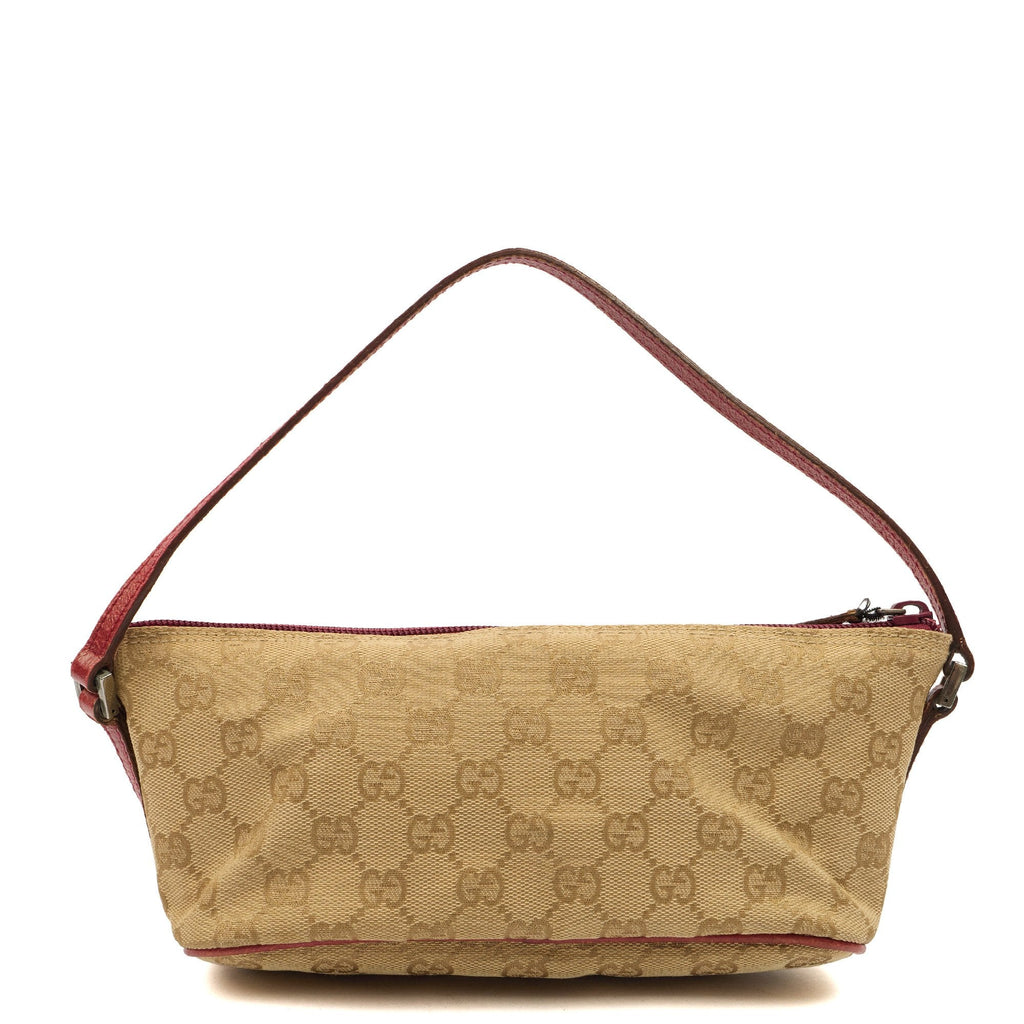 Gucci Shoulder Bag Boat Pochette in GG Supreme, Fabric — Back View