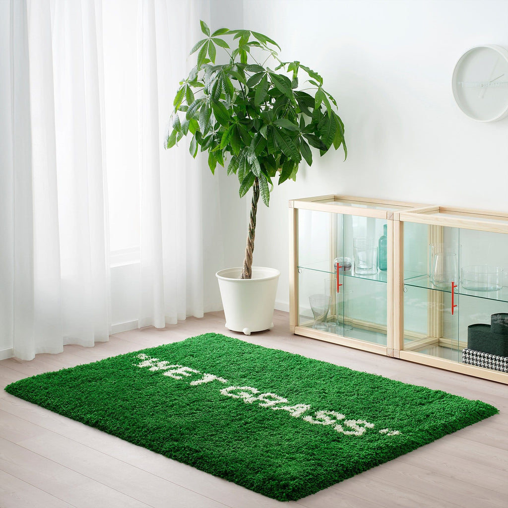 Virgil Abloh x IKEA MARKERAD "WET GRASS" Rug Green — Back View