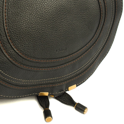 Chloe Cross Body Marcie Satchel in Black, Calfskin Leather — Detail View
