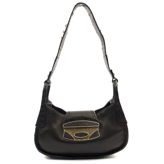 Prada Shoulder Bag Shoulder Bag in Black, Leather — Front View