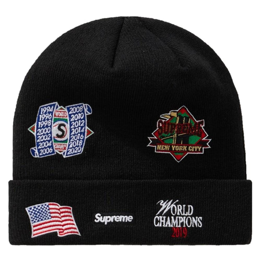 Supreme New Era Championship Beanie Black — Side View