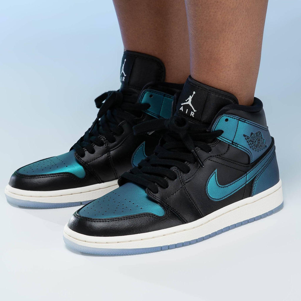 Air Jordan 1 Mid Wmns 'Metallic Turquoise' — UK 2.5 | EU 35.5 | US 5 — Lifestyle View