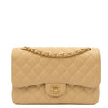 Chanel Shoulder Bag Classic Double Flap - Large in Neutral, Caviar Leather — Front View