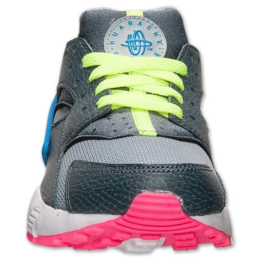 Nike Air Huarache Junior 'Dark Magnet Grey-Volt-Cobalt Blue' — UK 3 | EU 35.5 | US 3.5 — Top View