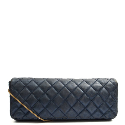 Chanel Shoulder Bag 2.55 Reissue East West Clutch in Blue, Crinkled Calfskin Leather — Top View