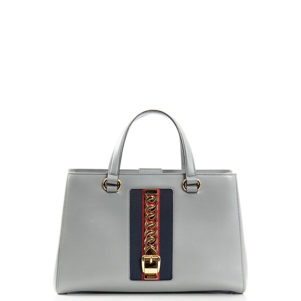 Gucci Tote Sylvie Top Handle Bag in Dusty Grey, Leather — Alternate View 8