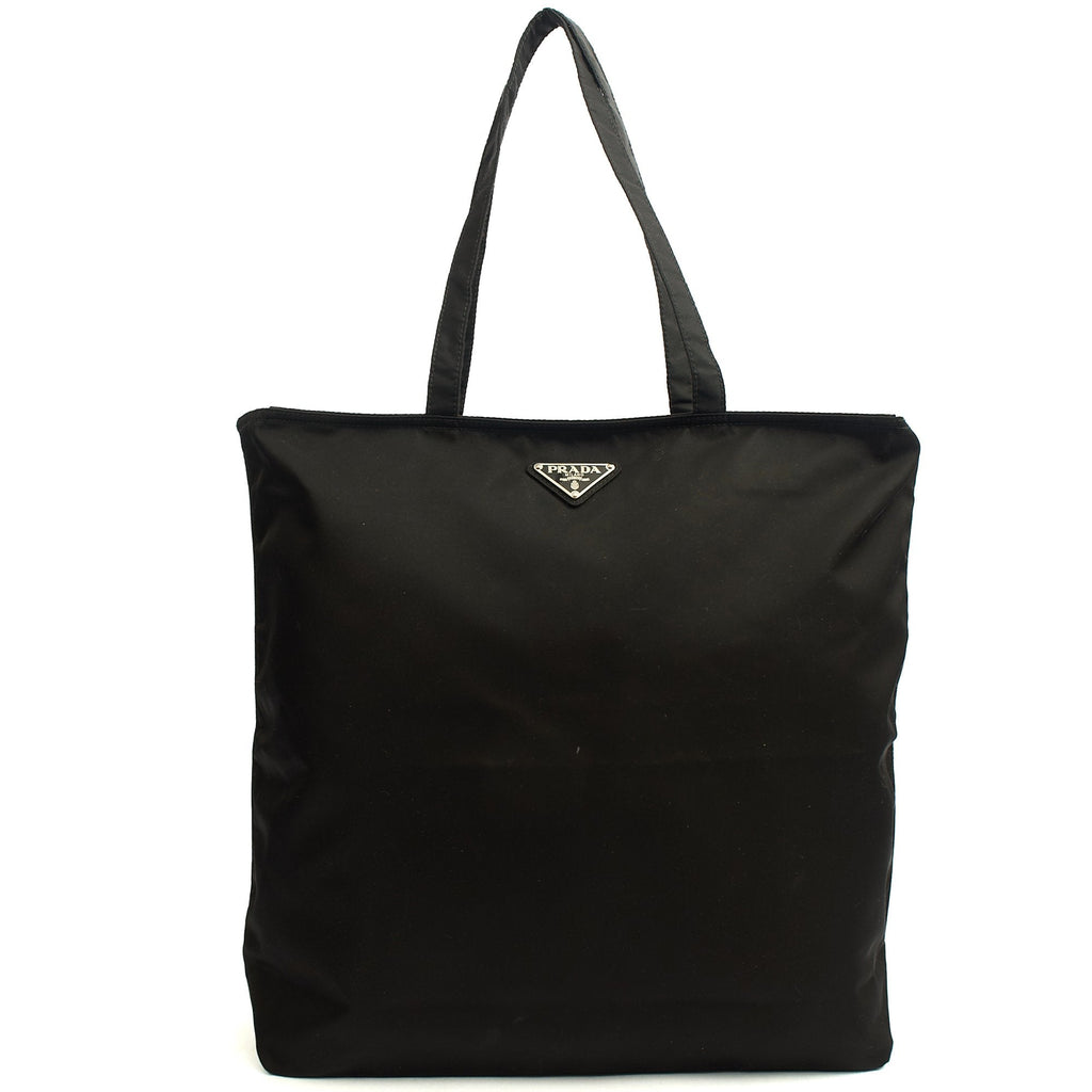 Prada Tote Nylon Tote Bag in Black, Nylon — Front View