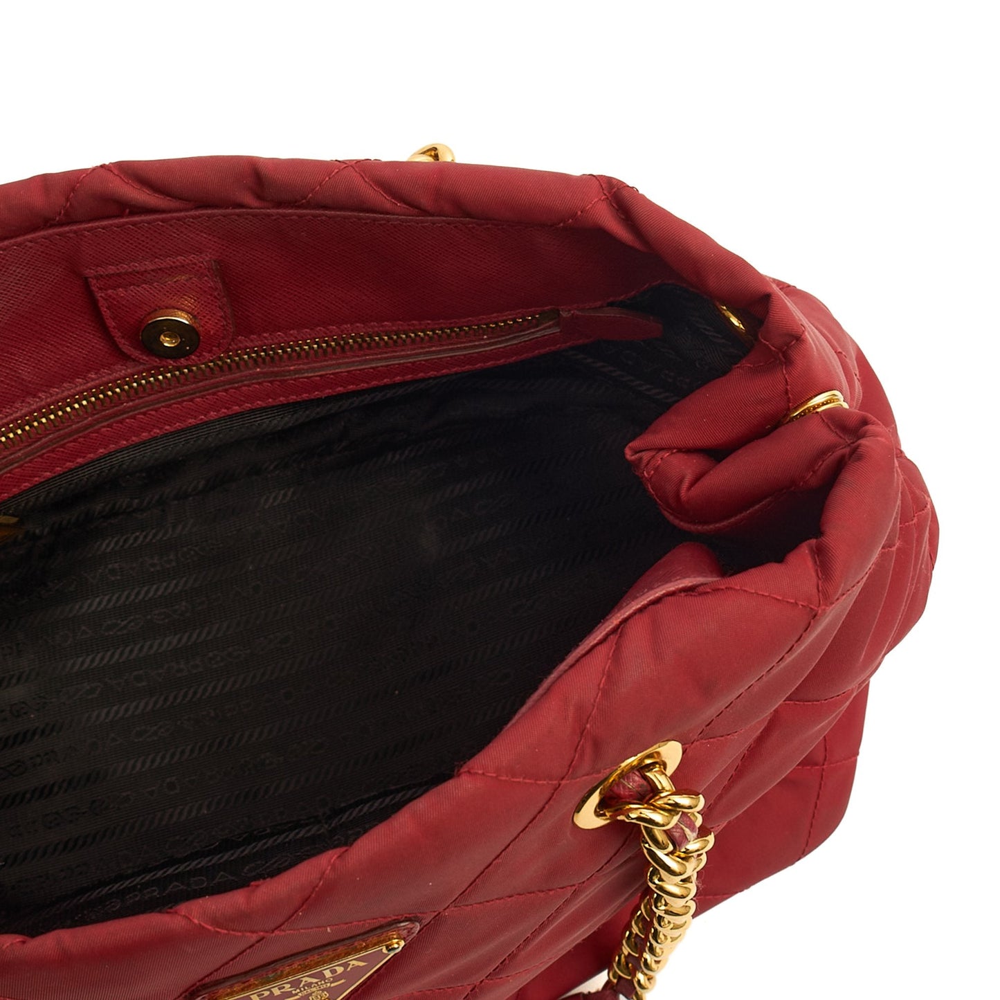 Prada Tote Nylon Tote Bag in Red, Nylon — Detail View