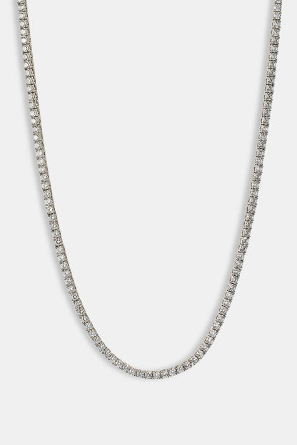 Cernucci Tennis Chain - 3mm - White — 16" — Side View