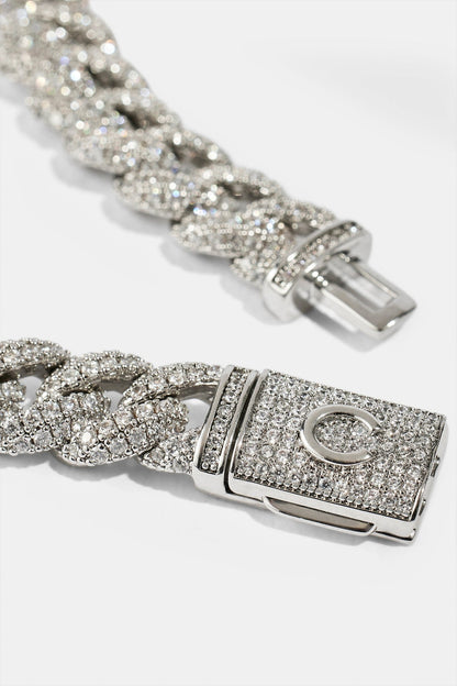 Cernucci Iced Cuban Chain - 8mm - White — 16" — Back View