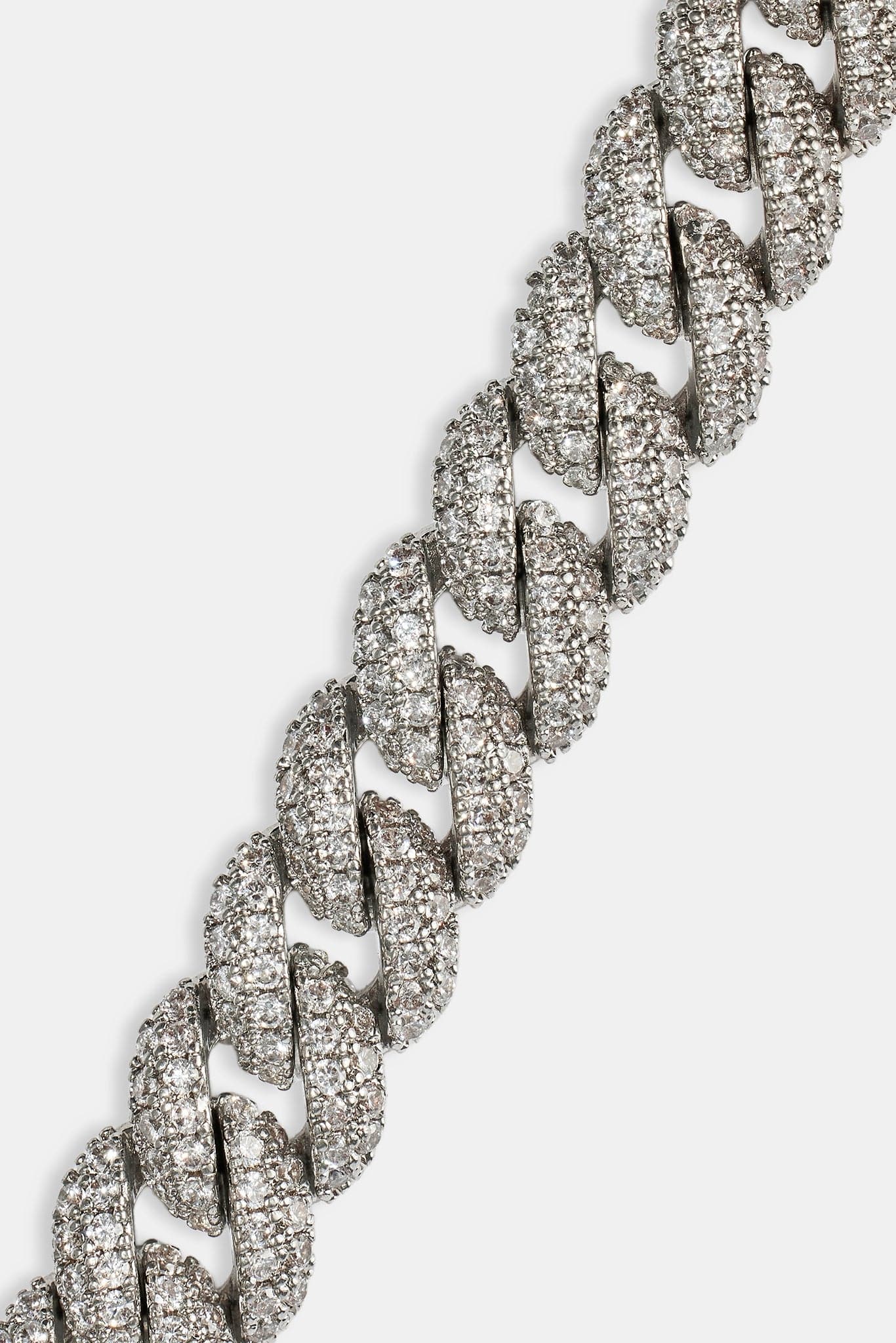Cernucci Iced Cuban Chain - 8mm - White — 16" — Top View