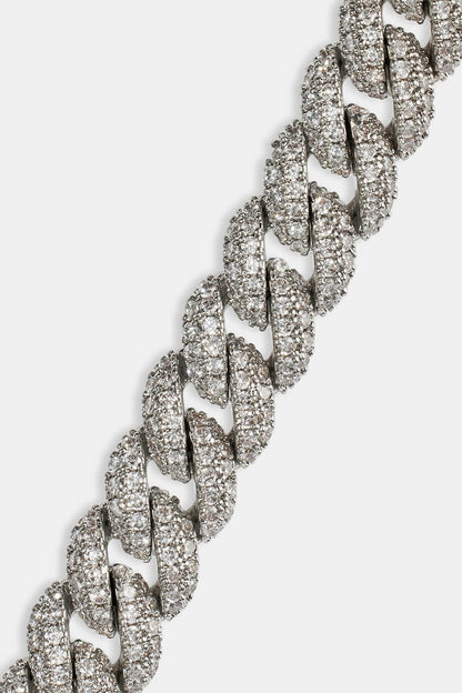 Cernucci Iced Cuban Chain - 8mm - White — 16" — Top View
