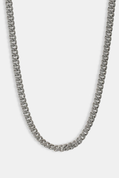 Cernucci Iced Cuban Chain - 8mm - White — 16" — Side View