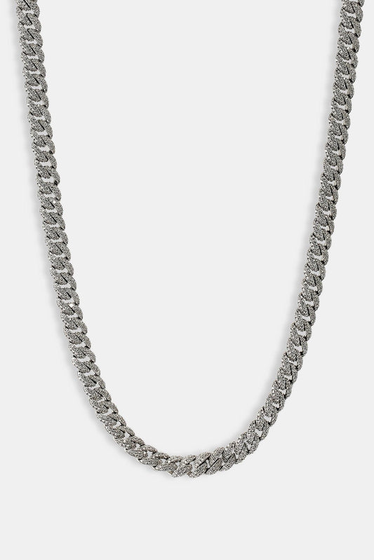 Cernucci Iced Cuban Chain - 8mm - White — 16" — Side View