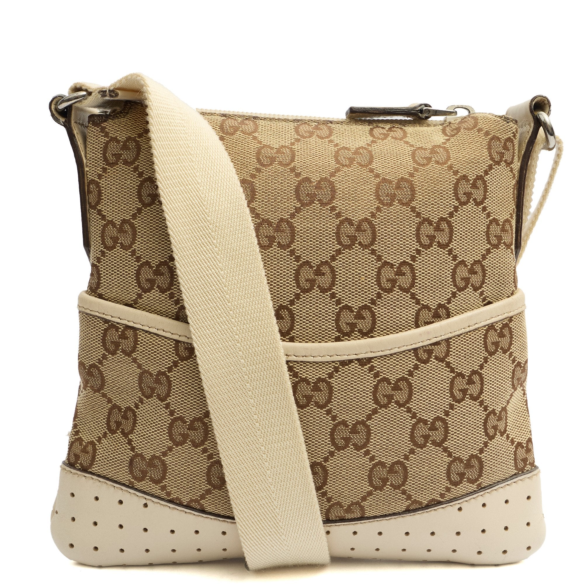 Gucci Cross Body Messenger in Brown, GG Supreme Canvas — Back View
